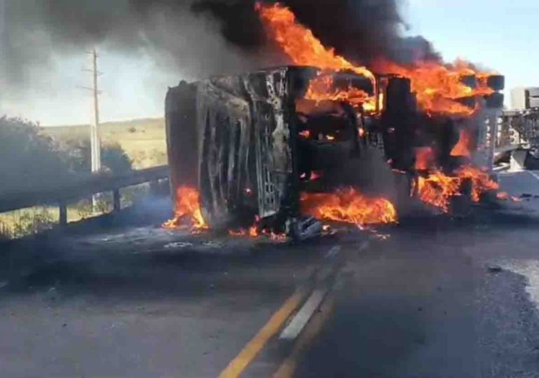 Un camión volcó y se incendió en Ruta 7; su conductor murió en el lugar