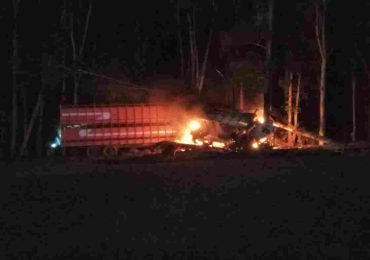 Dos personas fallecieron tras incendio de camión en Ruta 8, Lavalleja