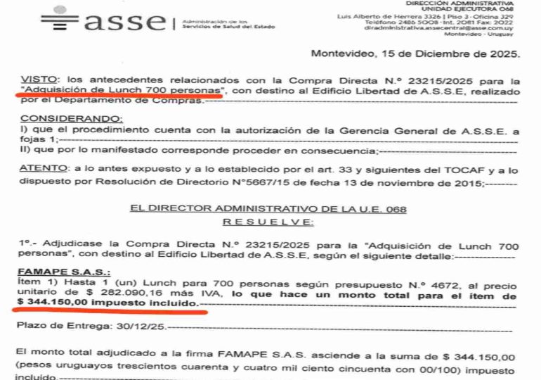 Casaretto cuestionó gasto de ASSE y anunció nuevo pedido de informes